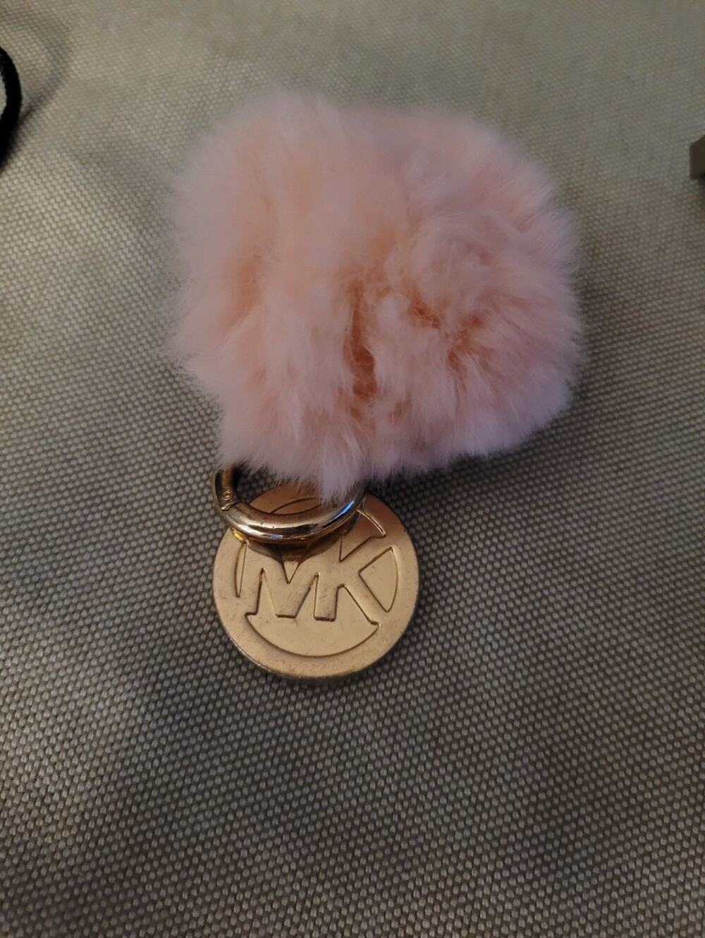 Michael Kors Blush Pom Pom Key Charm with Gold MK Logo